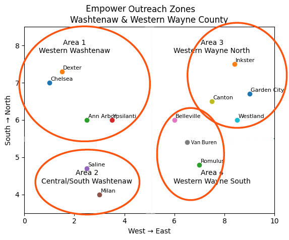 Empower outreach zones map